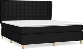 vidaXL Κρεβάτι Boxspring με Στρώμα Μαύρο 180x200 εκ. Υφασμάτινο