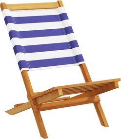 vidaXL Καρέκλες Κήπου 2τεμ. Μπλε / Λευκό Μασίφ Ακακία &amp; Ύφασμα