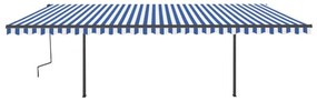 Τέντα Συρόμενη Αυτόματη με Στύλους Μπλε / Λευκό 6 x 3,5 μ. - Μπλε