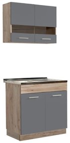 Έτοιμη Σύνθεση Κουζίνα Dalila 80S Γκρί Δρύς - Γκρί 80x51,5x206,5 εκ. 80x51.5x206.5 εκ.
