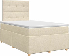 vidaXL Κρεβάτι box spring με στρώμα Κρεμ 120 x 200 cm Ύφασμα