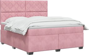 vidaXL Κρεβάτι box spring με στρώμα Ροζ 160 x 200 cm Βελούδο