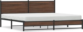 vidaXL Σκελετός Κρεβ. Χωρίς Στρώμα Καφέ Δρυς 193x203 εκ. Μεταλλικό