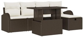 vidaXL Σετ Καναπέ Κήπου με μαξιλάρι 6 pcs Καφέ Πολυ ράταν