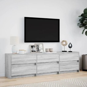 Έπιπλο Τηλεόρασης με LED Γκρι Sonoma 180x34x50 εκ. Επεξ. Ξύλο - Γκρι