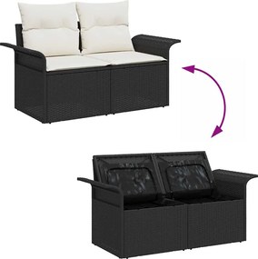 vidaXL Σετ Καναπέ Κήπου με μαξιλάρι 9 pcs Μαύρο Πολυ ράταν