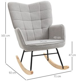 HOMCOM Πολυθρόνα κουνιστή σε ρετρό στυλ, μασίφ ξύλο, πολυθρόνα, 71 εκ. x 92 εκ. x 101 εκ., Ανοιχτό Γκρι