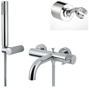 Armando Vicario Industrial Chrome Μπαταρία Λουτρού Με Τηλέφωνο+Στήριγμα Τηλεφώνου+Άθραυστο Σπιράλ 1,5m 512100-100 38/40000-100