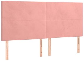 vidaXL Κρεβάτι Boxspring με Στρώμα &amp; LED Ροζ 180x200 εκ. Βελούδινο