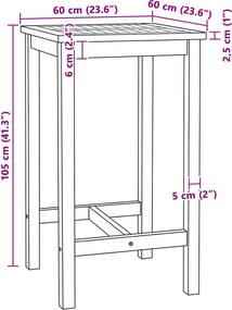 vidaXL Τραπέζι μπαρ Φυσικό 60 x 60 x 105 cm Στερεό Τίκ