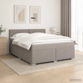 vidaXL Κρεβάτι Box Spring με Στρώμα και LED Taupe 140 x 190 cm Ύφασμα