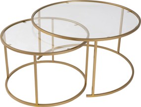 Σετ Τραπεζιών Σαλονιού Χρυσό DUNEN 80x80x43