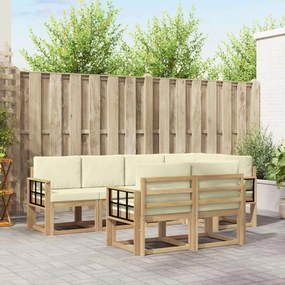 vidaXL Σειρά Καναπέ Εξωτερικού 7 pcs Λευκό και Κρεμ Πολυεστέρας