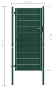 Πόρτα Περίφραξης Πράσινη 100 x 124 εκ. από PVC / Ατσάλι - Πράσινο