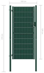 Πόρτα Περίφραξης Πράσινη 100 x 124 εκ. από PVC / Ατσάλι   - Πράσινο