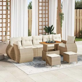 vidaXL Σετ Καναπέ Κήπου 10 pcs Μπεζ συνθετικό ρατάν