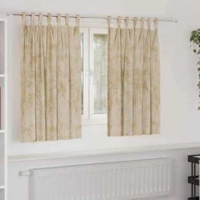vidaXL Κουρτίνα με κουρτίνες 2 pcs Κρεμ 140 x 140 cm Βελούδο