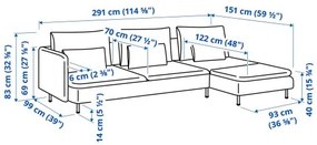 SÖDERHAMN καναπές 4 θέσεων με σεζλόνγκ και ανοιχτή άκρη 795.144.74