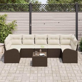 vidaXL Σετ Καναπέ Κήπου 8 pcs Καφέ 55 x 55 x 37 εκ συνθετικό ρατάν