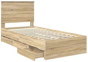 vidaXL Σκελετός Κρεβατιού Δρύς Sonoma 90 x 190 cm Μηχανήματος Ξύλο