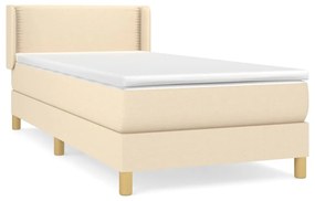 vidaXL Κρεβάτι Boxspring με Στρώμα Κρεμ 90x200 εκ.Υφασμάτινο