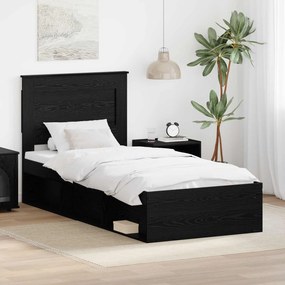 vidaXL Σκελετός Κρεβατιού Μαύρη Δρυς 90 x 200 cm Επεξεργασμένο Ξύλο