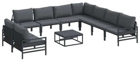 vidaXL Σετ Καναπέ Κήπου 10 pcs Ανθρακί Ατσάλι
