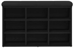 vidaXL Πάγκος για παπούτσια Μαύρο 80 x 30 x 48 εκ. Επεξεργασμένο ξύλο