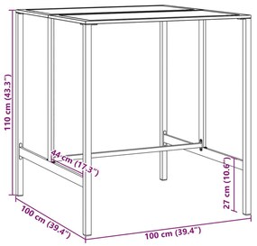 Τραπέζι Μπαρ Μαύρο 100x100x110 εκ. Ατσάλι με Ηλ. Βαφή Πούδρας - Μαύρο