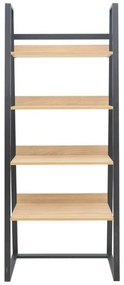 Βιβλιοθήκη Ryder pakoworld σε oak-μαύρη απόχρωση 75x36x185εκ