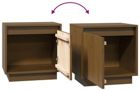 vidaXL Κομοδίνο 2 τεμ. Καφέ Μελί 40 x 30 x 40 εκ από Μασίφ Ξύλο Πεύκου