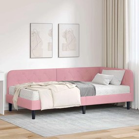 vidaXL Κρεβάτι Γωνίας Ροζ 100 x 200 cm Βελούδο