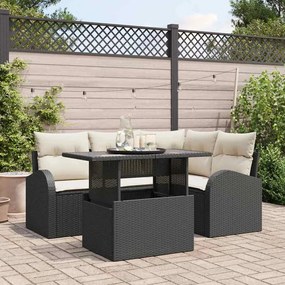 vidaXL Σετ Καναπέ Κήπου με μαξιλάρι 5 pcs Μαύρο Πολυ ράταν