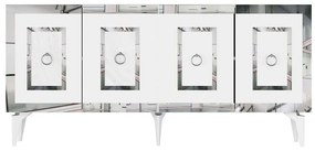 Μπουφές Karya 475OLV2746 150x79x40cm White-Silver Μοριοσανίδα, Μελαμίνη