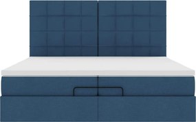 VidaXL Οθωμανικό κρεβάτι με στρώματα & LEDs Μπλε 200x200cm ύφασμα