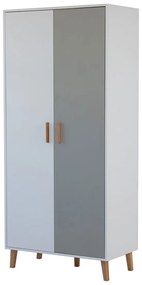 Ντουλάπα Timmy 2D Λευκό-Γραφίτη-Γκρι 90x50x199cm