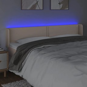 Κεφαλάρι Κρεβατιού LED Καπουτσίνο 203x16x78/88εκ. Συνθετ. Δέρμα - Καφέ
