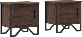 vidaXL Κομοδίνα 2 τεμ. Καφέ Δρυς 40x30x40 εκ. από Επεξεργ. Ξύλο