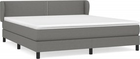 vidaXL Κρεβάτι Boxspring με Στρώμα Σκούρο Γκρι 180x200 εκ Υφασμάτιν