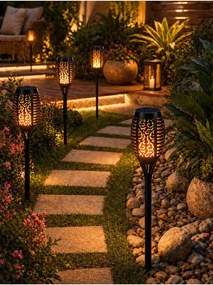 Stewehome Ηλιακός λαμπτήρας κήπου με LED εφέ φλόγας Πολύχρωμο