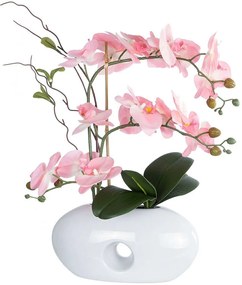 Τεχνητό Φυτό Σε Κασπώ Orchid 21126 40x20x42cm Pink GloboStar Πηλός,Ύφασμα