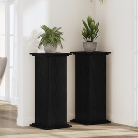 vidaXL Βάση Φυτών Μαύρη Δρυς 33x33x80 εκ. Κατασκευασμένο Ξύλο