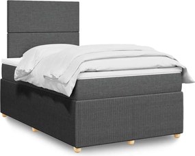 vidaXL Κρεβάτι Boxspring με Στρώμα Σκούρο Γκρι 120x200 εκ. Υφασμάτινο
