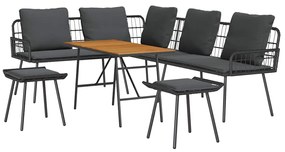 vidaXL Σετ Καναπέ Κήπου 4 pcs Μαύρο συνθετικό ρατάν