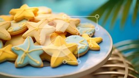 Σετ των 2 Intra Συλλεκτικό Ξύλινο Παζλ Plywood  4mm - Πιάτο με μπισκότα σε σχήμα αστεριού με φοίνικα Σε Ξύλινο Κουτί - Διαστάσεις: 10x10 cm – 25 κομμάτια