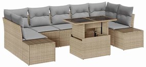 vidaXL Σετ Καναπέ Κήπου 8 pcs μπεζ και ανοιχτό γκρι 100 x 55 x 73 εκ