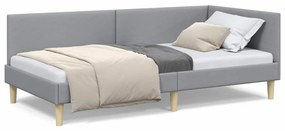 vidaXL Κρεβάτι Γωνίας Ανοιχτό γκρι 90 x 200 cm Ύφασμα και Έργο ξύλου