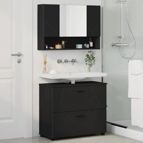 vidaXL Σετ Επίπλων Μπάνιου με συρτάρι 2 pcs Μαύρο 76,5 x 35 x 64 εκ