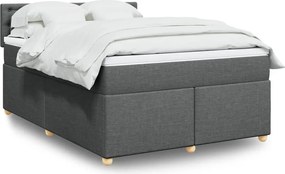 vidaXL Κρεβάτι Boxspring με Στρώμα Σκούρο Γκρι 140x200 εκ Υφασμάτινο