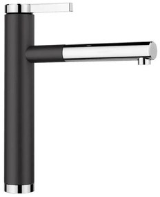Blanco Linee-S Black-Chrome Μπαταρία Κουζίνας με Περιστρεφόμενο Ρουξούνι και Αποσπώμενο Ντους
